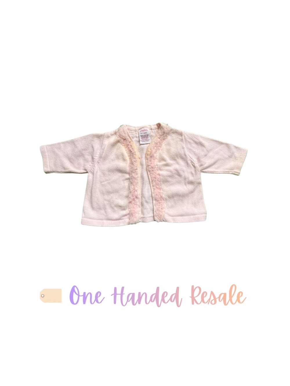 🌸 Gymboree Pale Pink Ruffle-Trim Soft Baby Cardigan 0-3M
